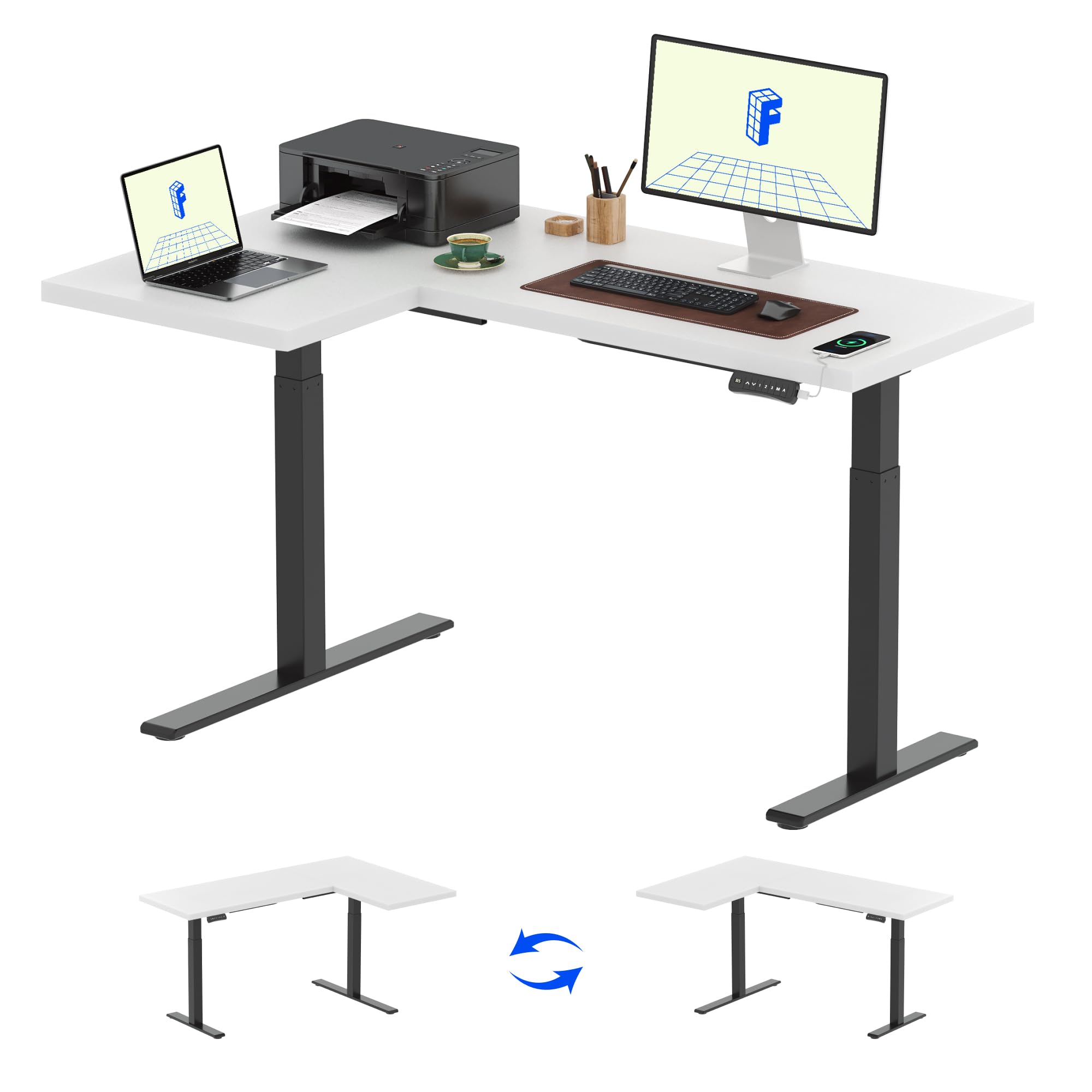 FLEXISPOT Pro Corner Desk Dual Motor L Shaped Computer Electric